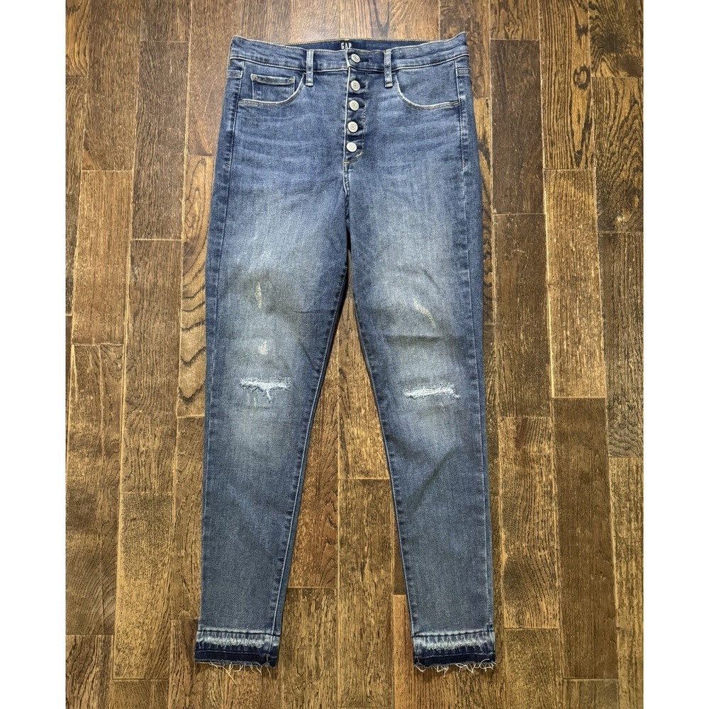 GAP Jegging Women's Size 8/29R Favorite Blue High Rise Stretch Raw Hem Buttonfly
